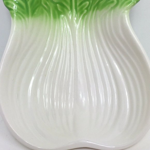 Celery Shaped Ceramic Dish Vintage Japan Vegetable Bok Choy Bowl Decor Display - Picture 12 of 12